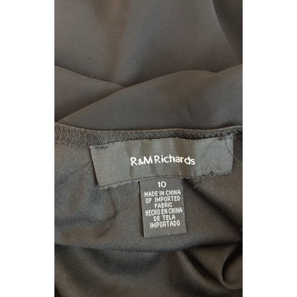 R&M Richards Black Blouson Dress | Women’s 10 | Rhinestone Shoulders - Picture 9 of 9